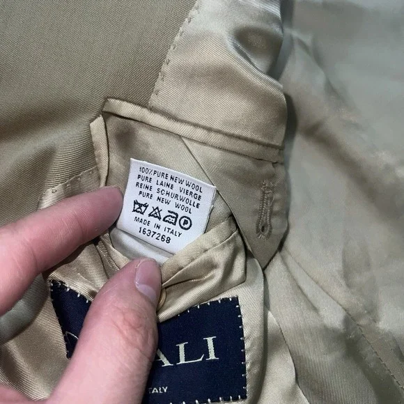 Canali Super 120's Blazer 42R 100% Wool Made In Italy Beige Sport Coat Mens